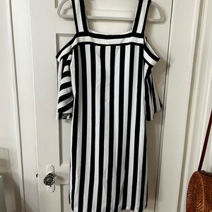 Size 14 navy and white striped dress